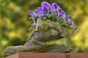 Boots with Pansies